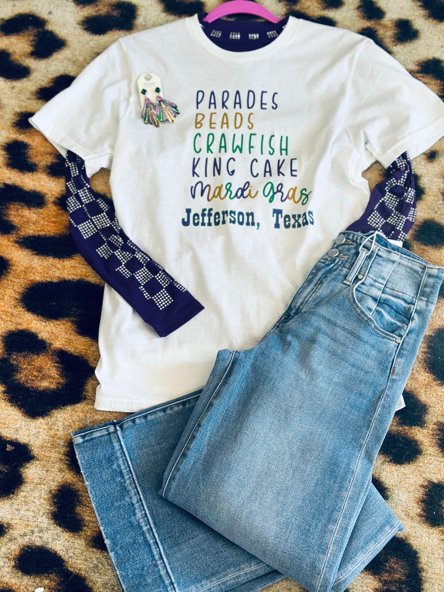 Purple Rhinestone Mesh Shirt
