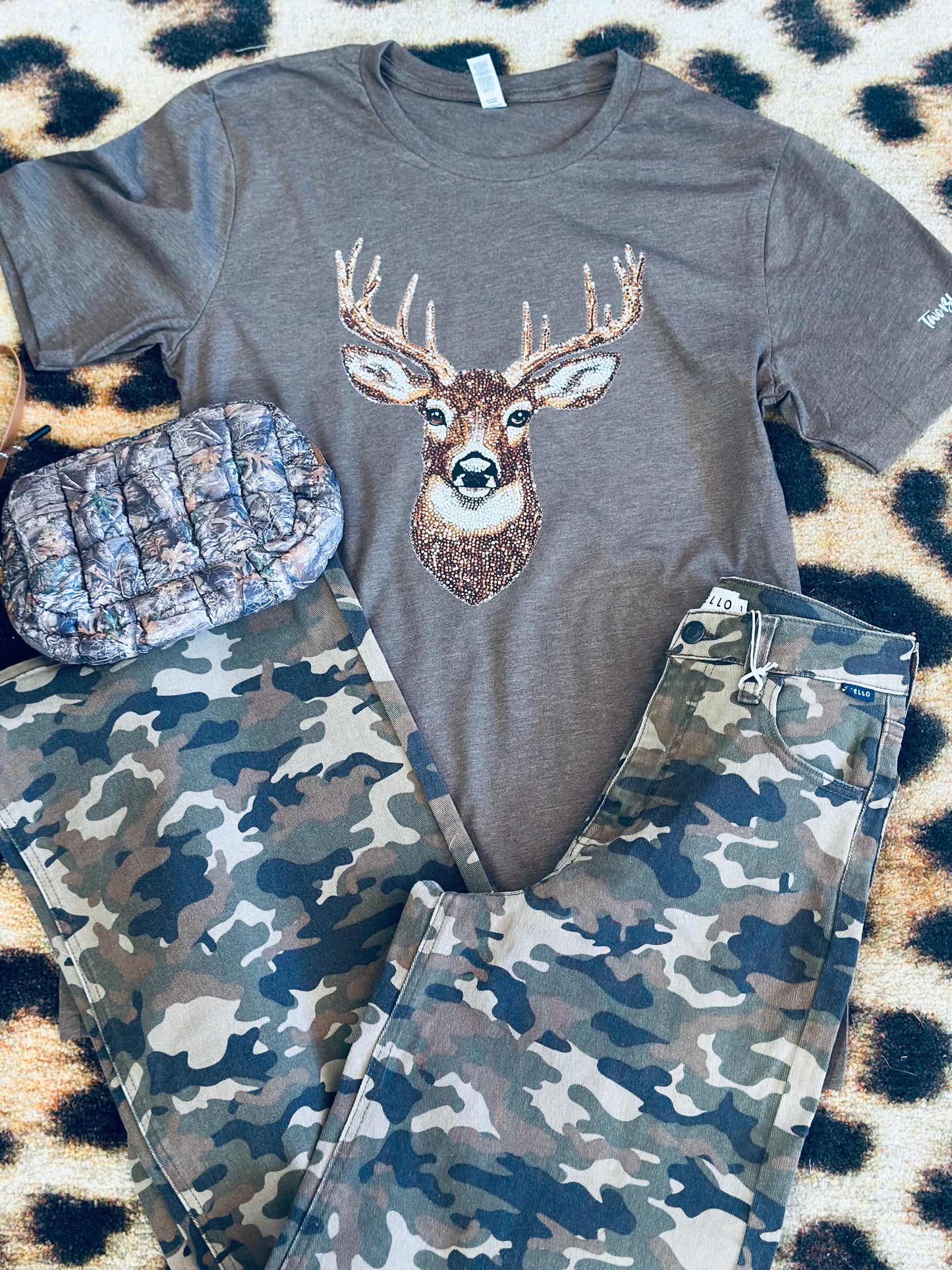 Faux Rhinestone Deer Tshirt