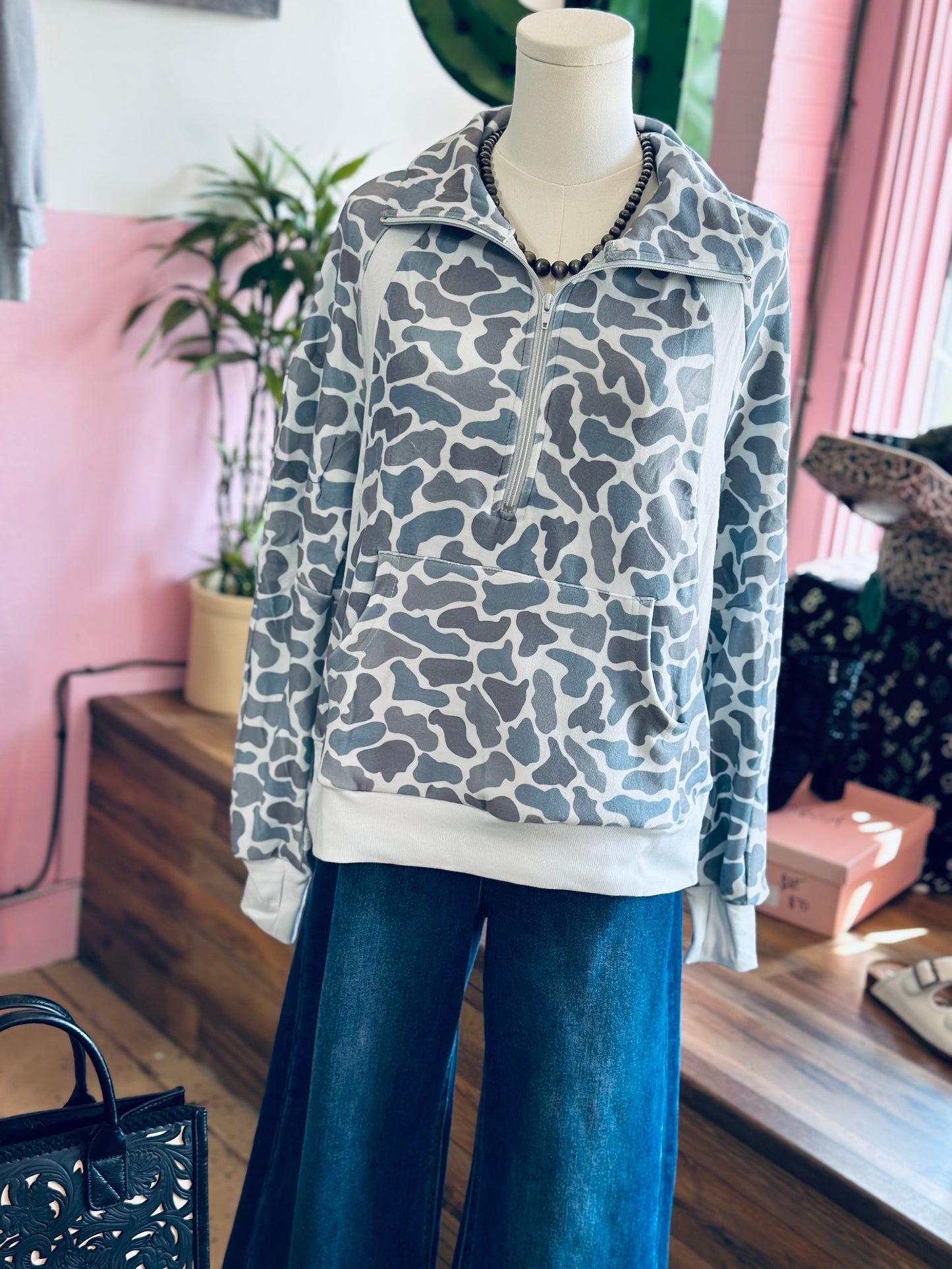 Camo Quarter Zip Pullover