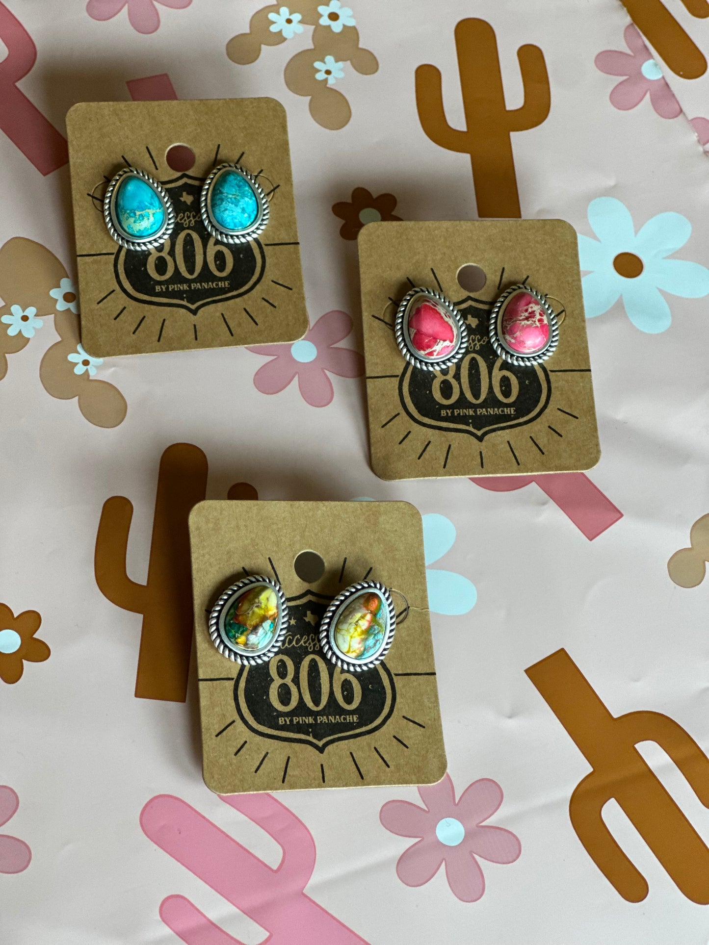 Stone Tear Drop Earrings