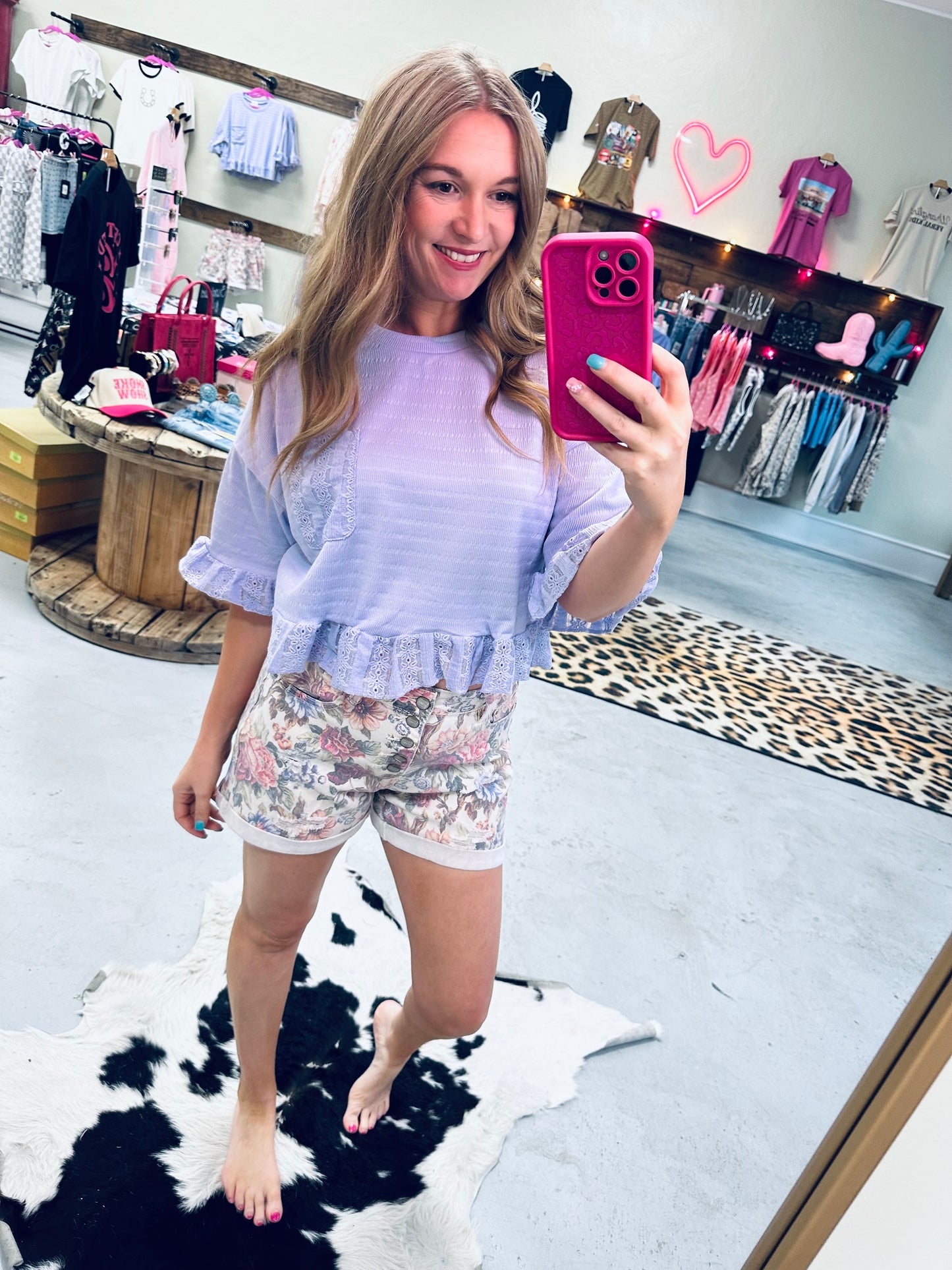 Floral Denim Shorts