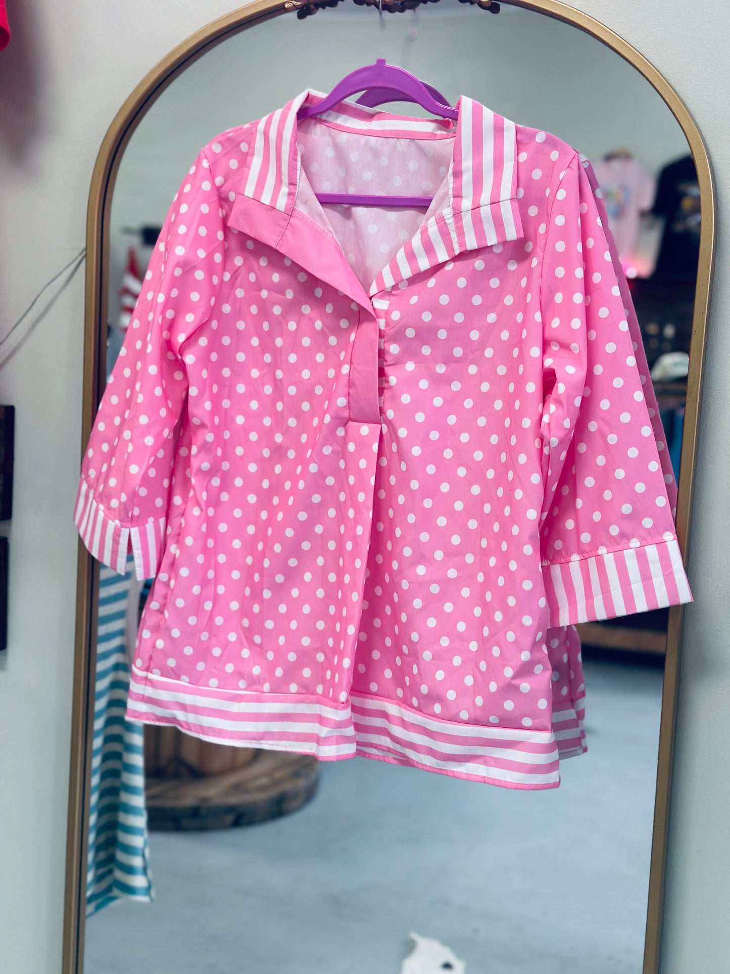 Pink Polka Dot Top
