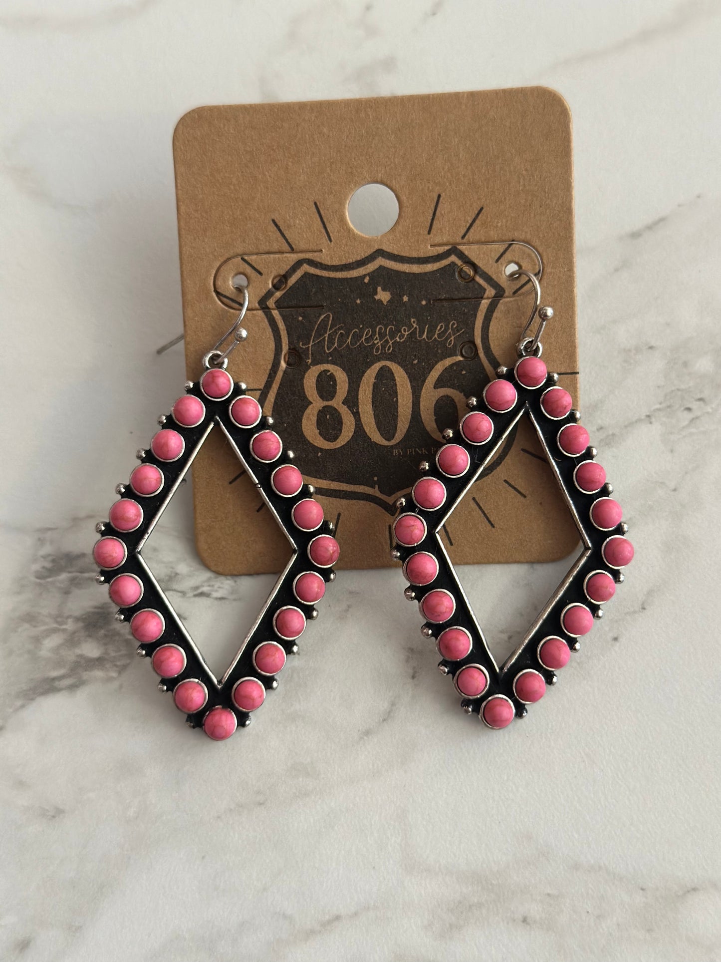 Pink Diamond Shaped Earrings