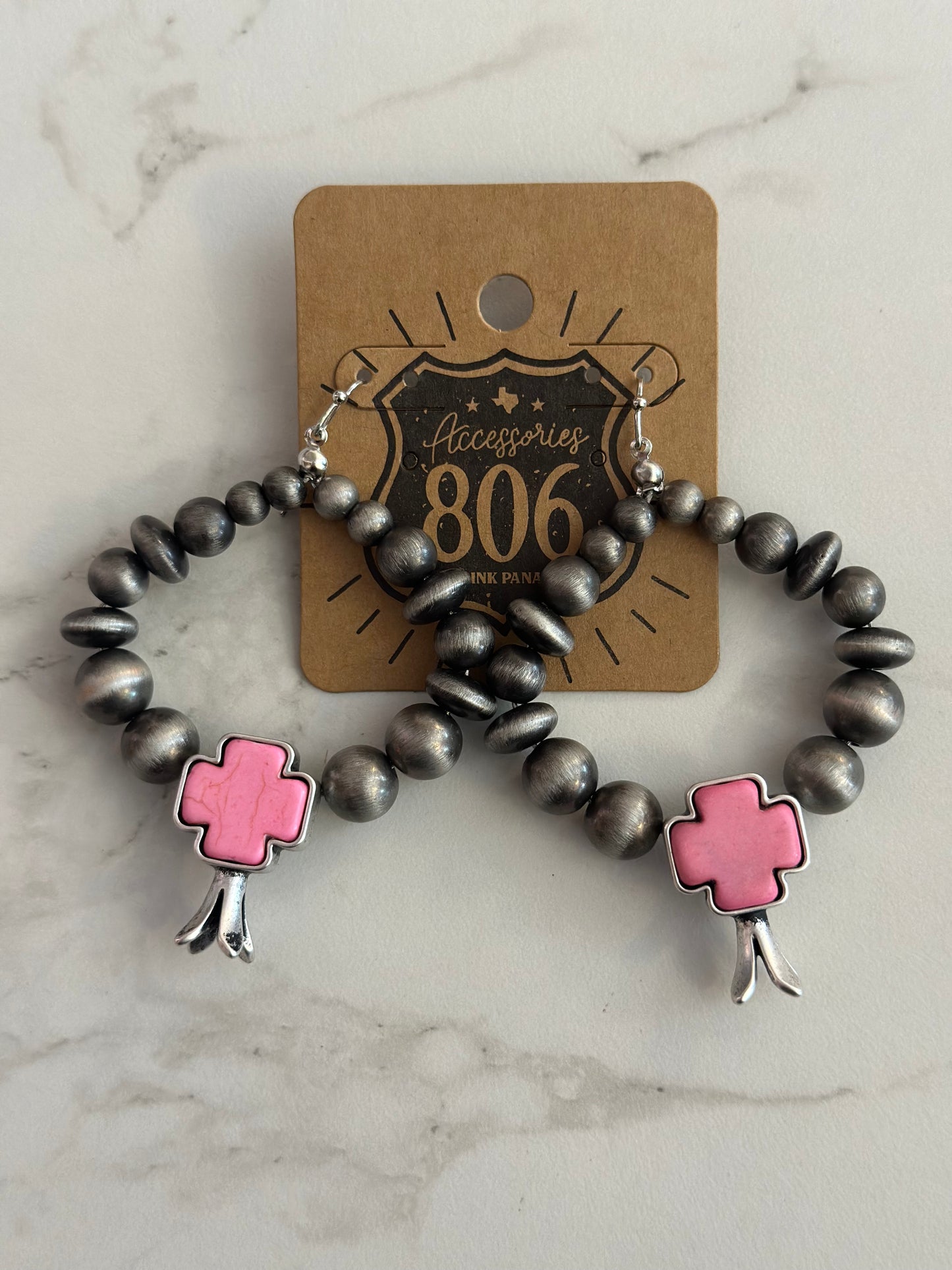 Silver & Pink Earrings