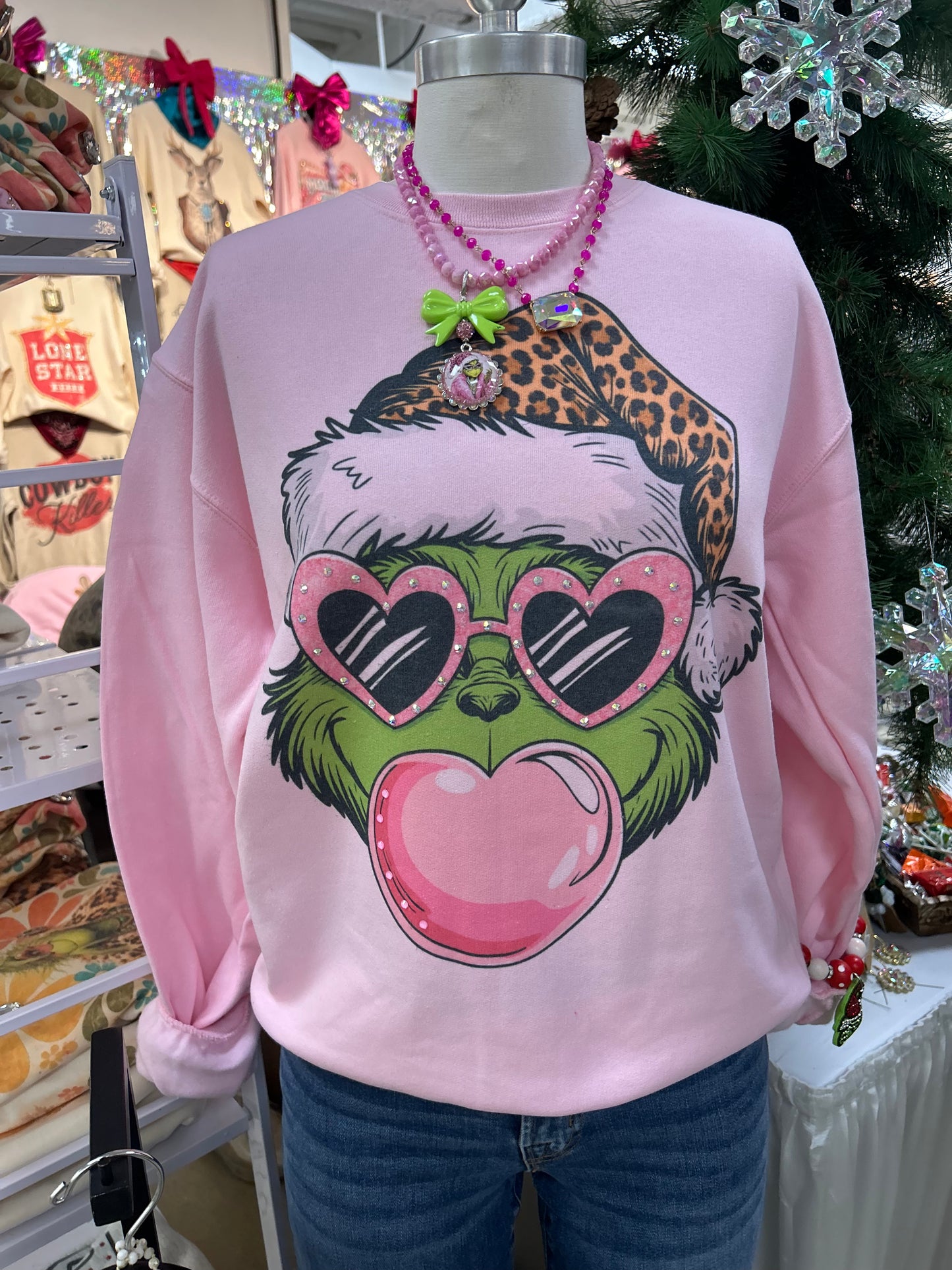 Grinch Bedazzled Sweatshirt