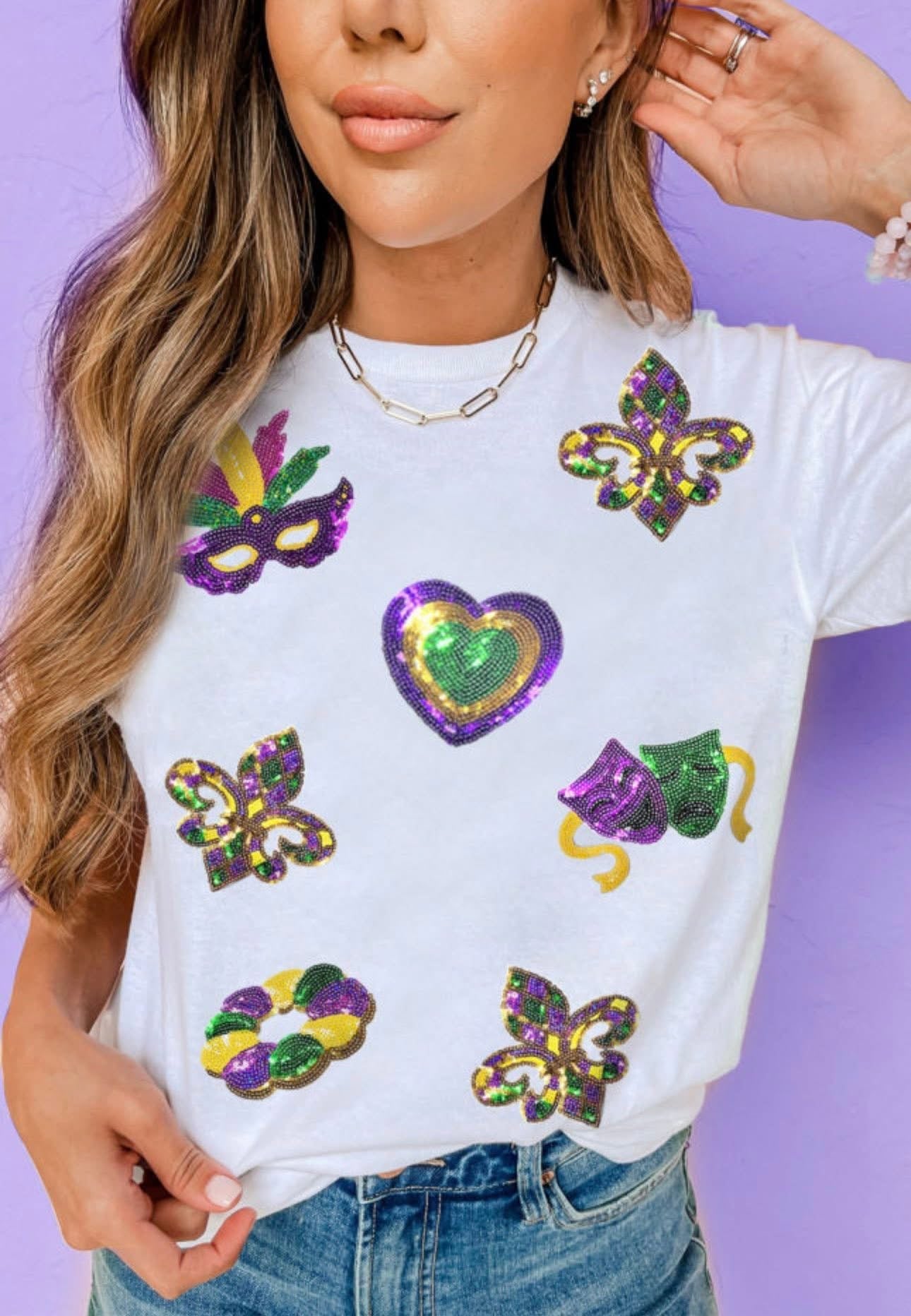 Pre Order Mardi Gras Sequin Tshirt