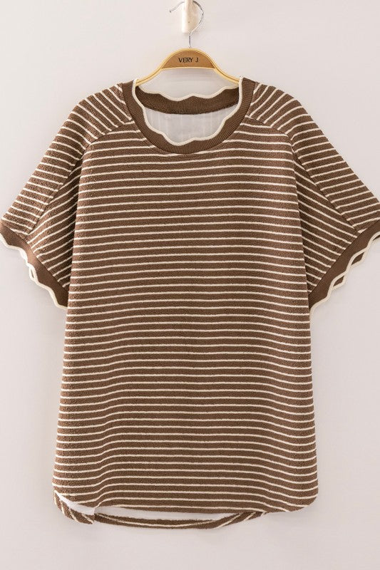 Scalloped Knit Top