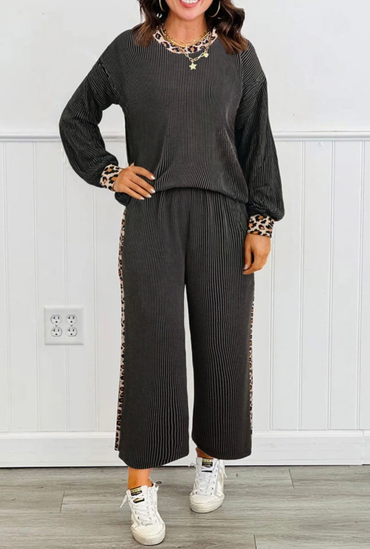 Pre Order Ribbed Leopard LS Sets
