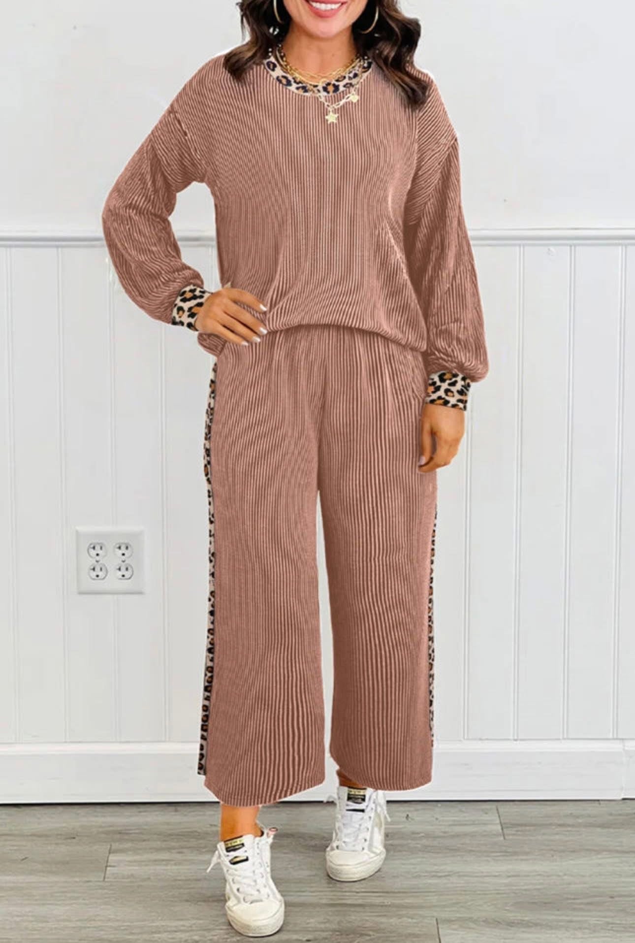 Pre Order Ribbed Leopard LS Sets
