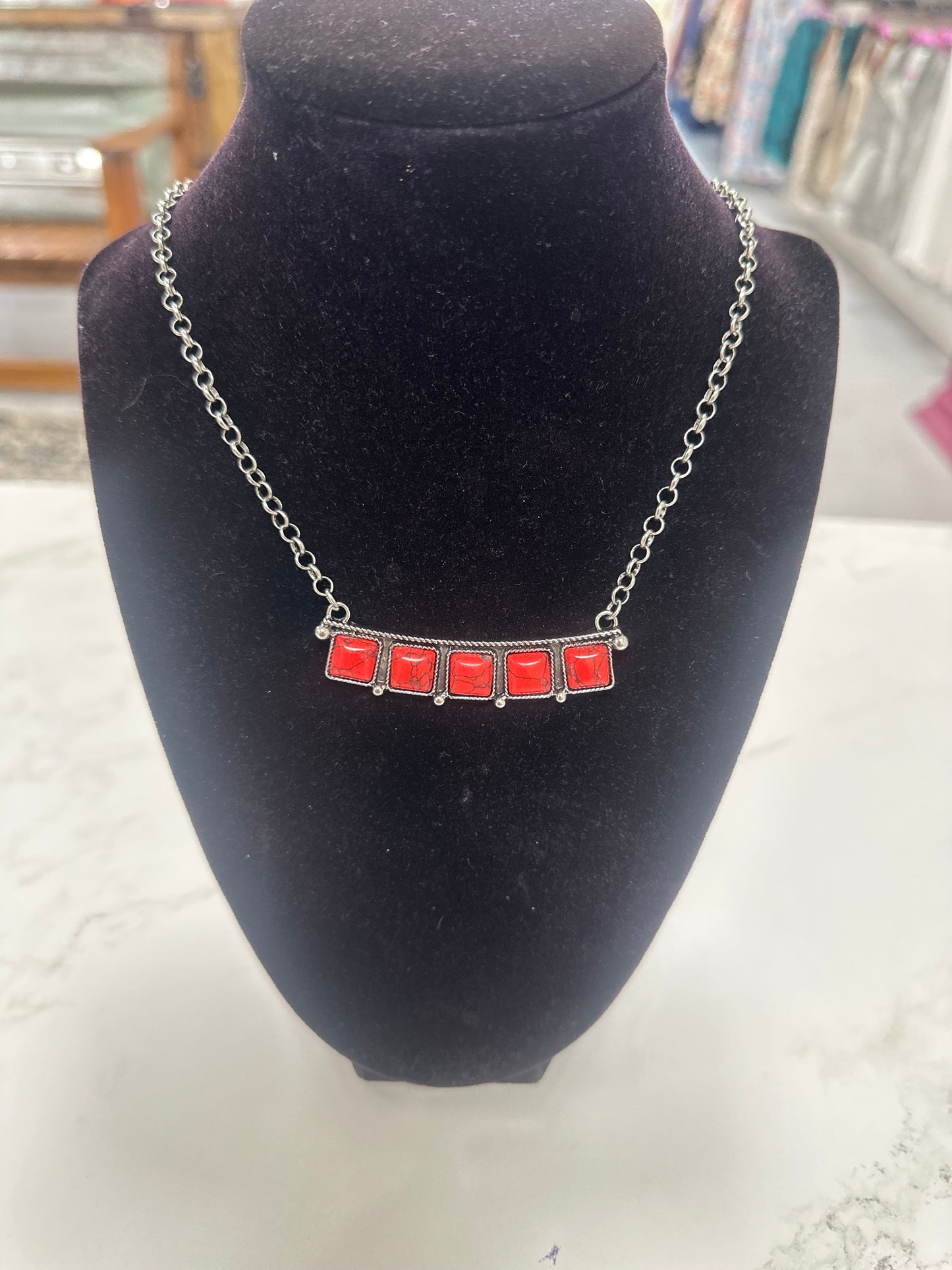 Red Bar Necklace