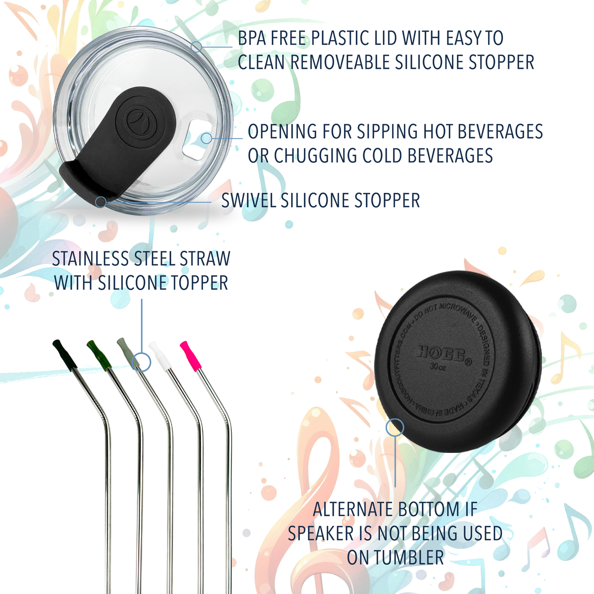 30oz Grippy Speaker Tumbler