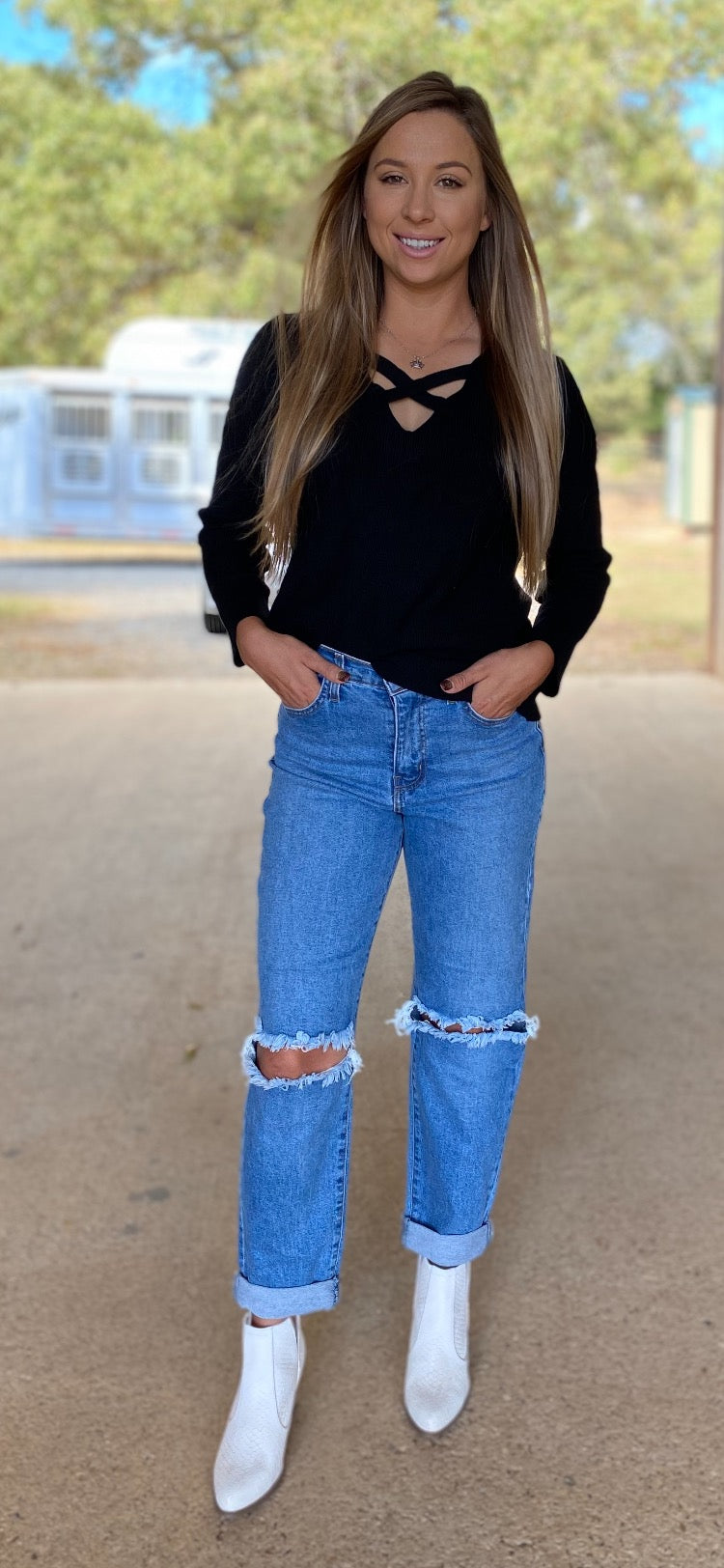 Criss Cross Black Sweater