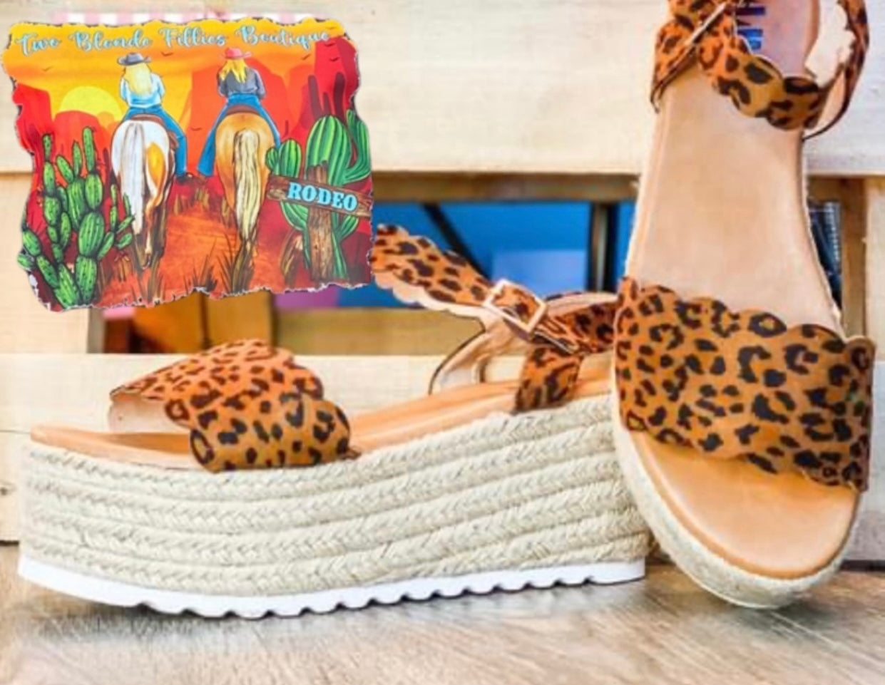 Leopard Wedge Sandals