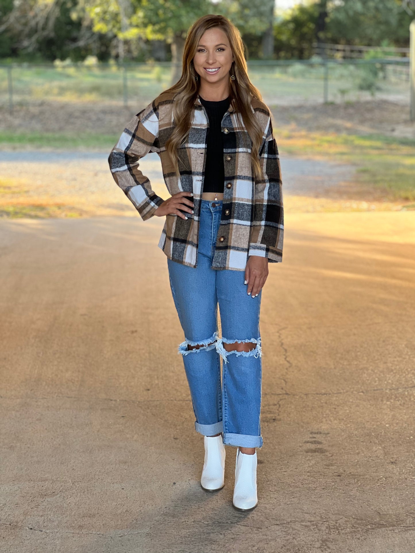 Brown Plaid Flannel Shacket