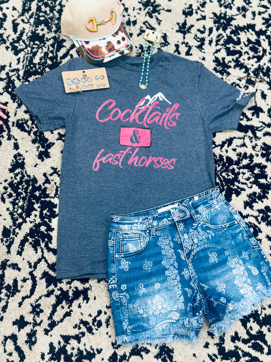 Cocktails & Fast Horses Tshirt Pink