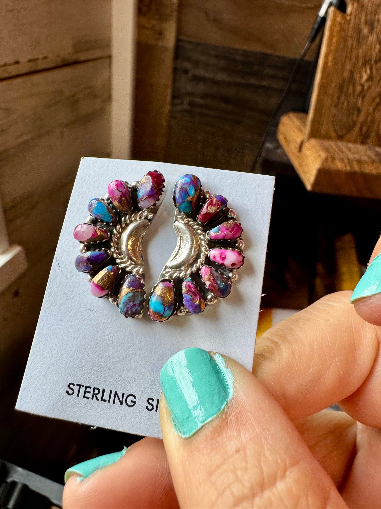 Half Cluster Earrings – Pink Dahlia & Sterling Silver