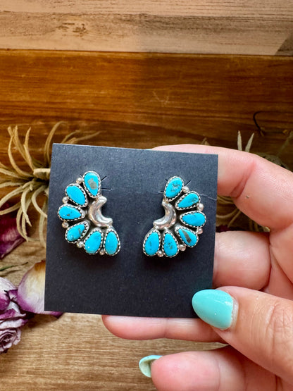 Kingman Turquoise Cluster Earrings – Sterling Silver