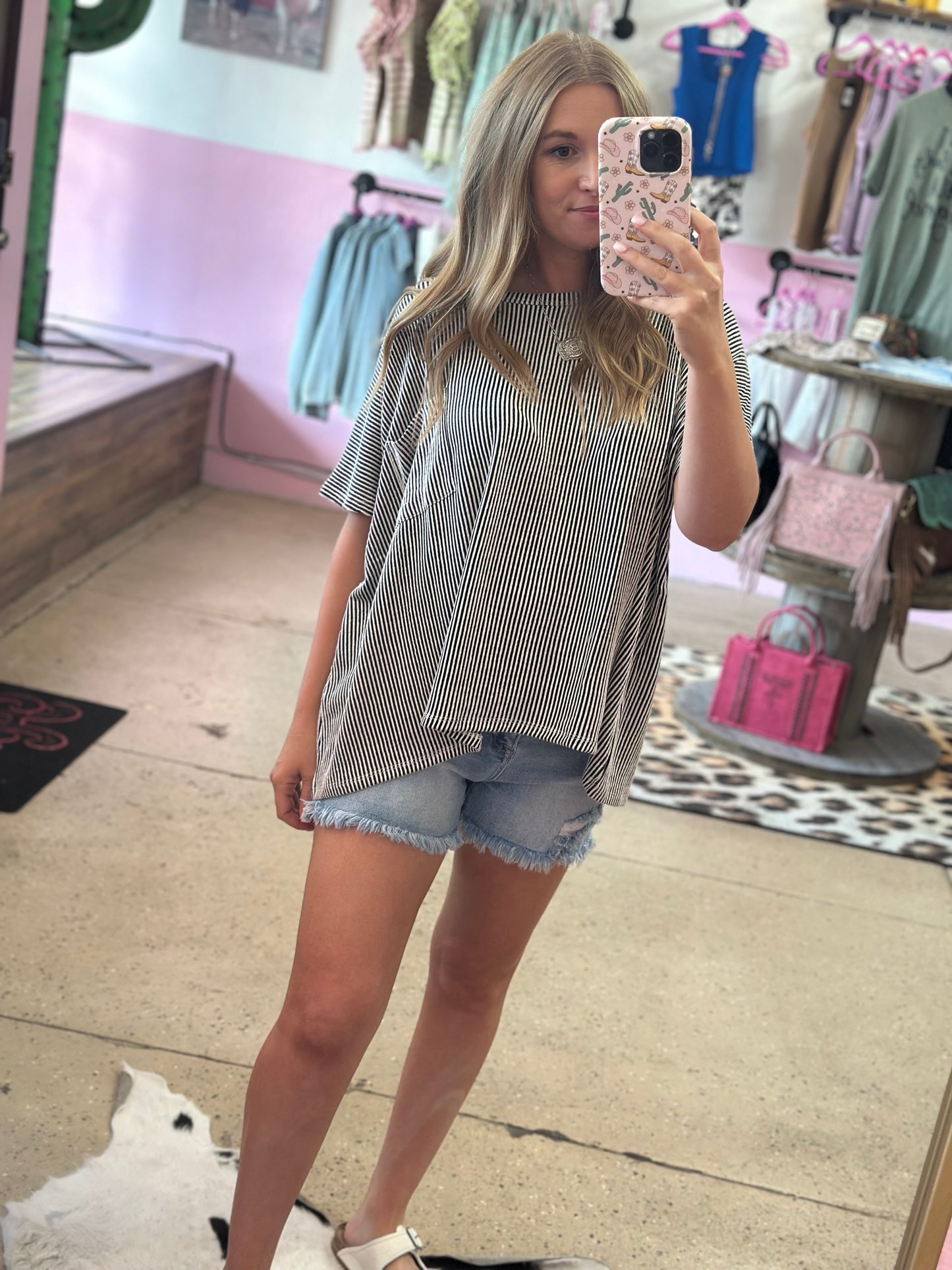 Ribbed Black & White Shirt