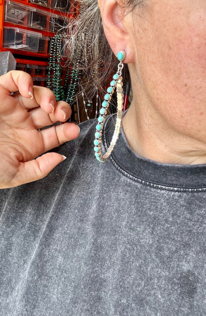 Kingman Turquoise Teardrop Dangle Earrings – Sterling Silver