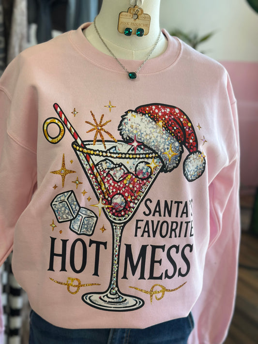 BLING Santa’s Favorite Hot Mess Sweatshirt