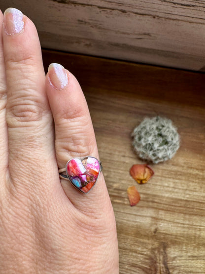 Heart Ring - Size 6 1/2 -Dahlia ring and sterling silver