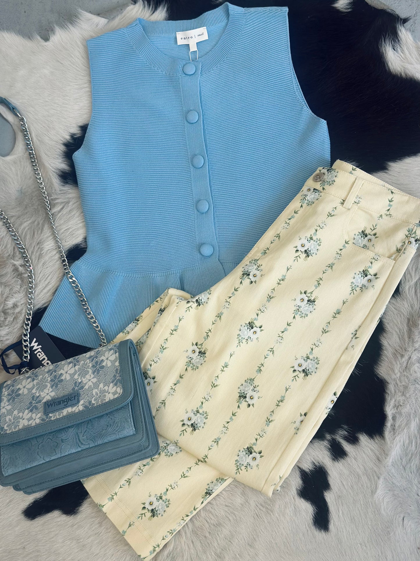 Blue Button Tank