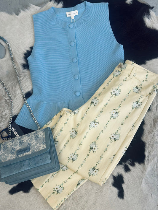 Blue Button Tank