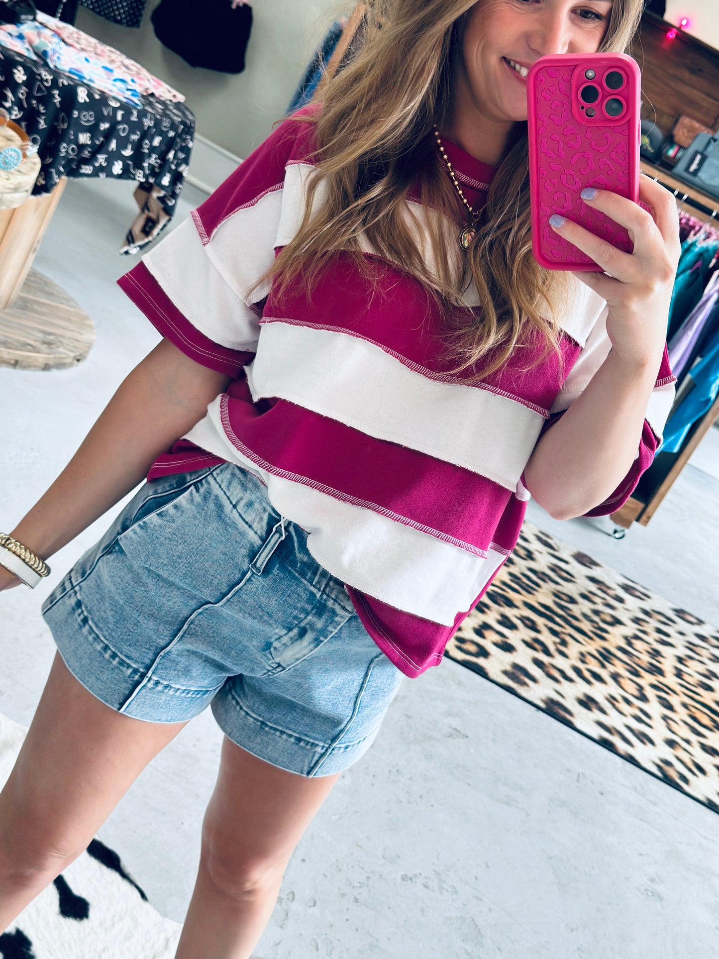 Striped Seam Top