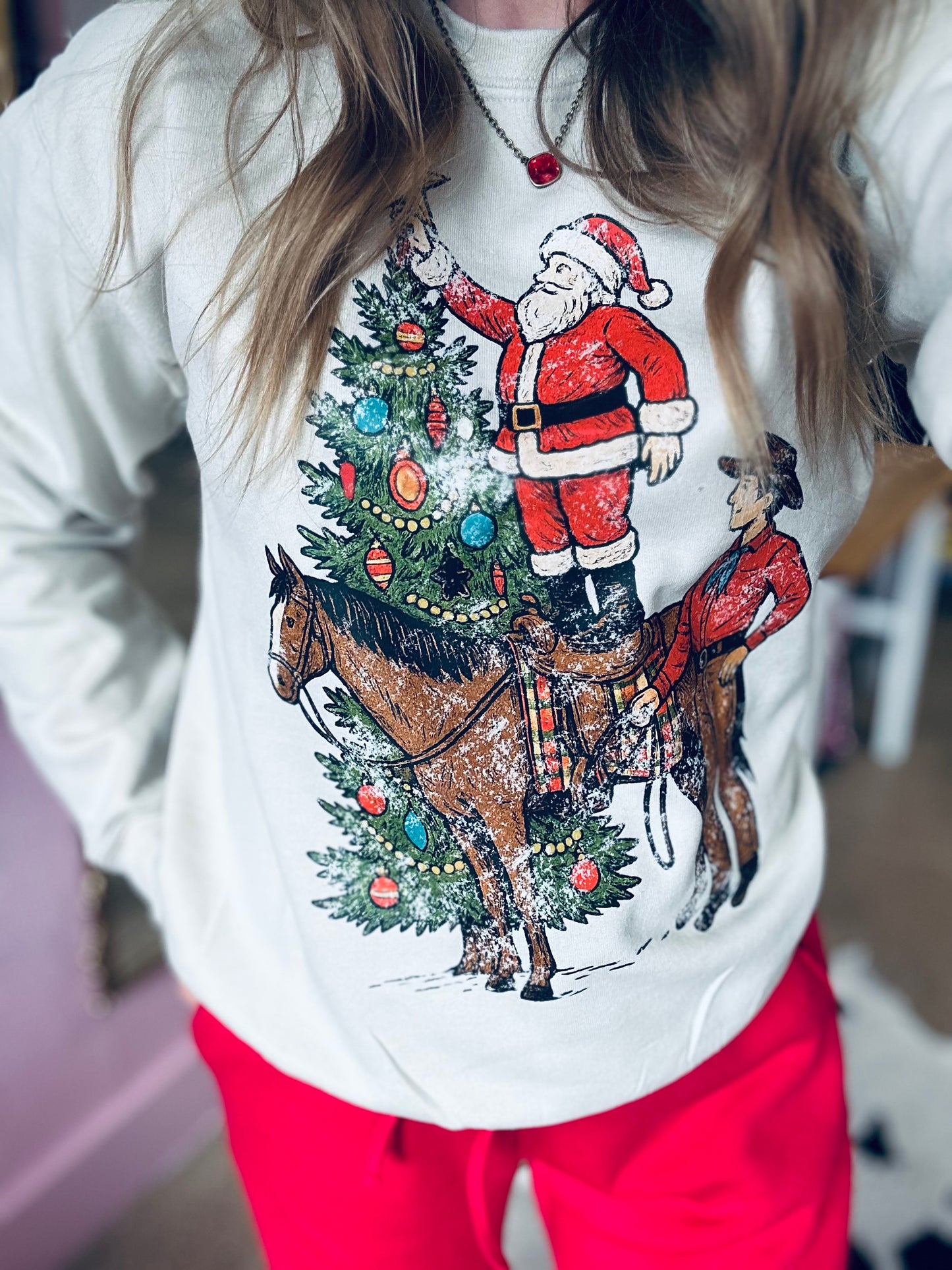 Santa & Cowboy Christmas Tree Shirt