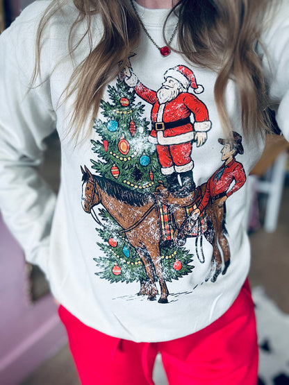 Santa & Cowboy Christmas Tree Shirt