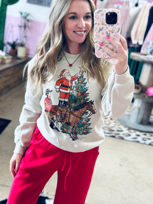 Santa & Cowboy Christmas Tree Shirt