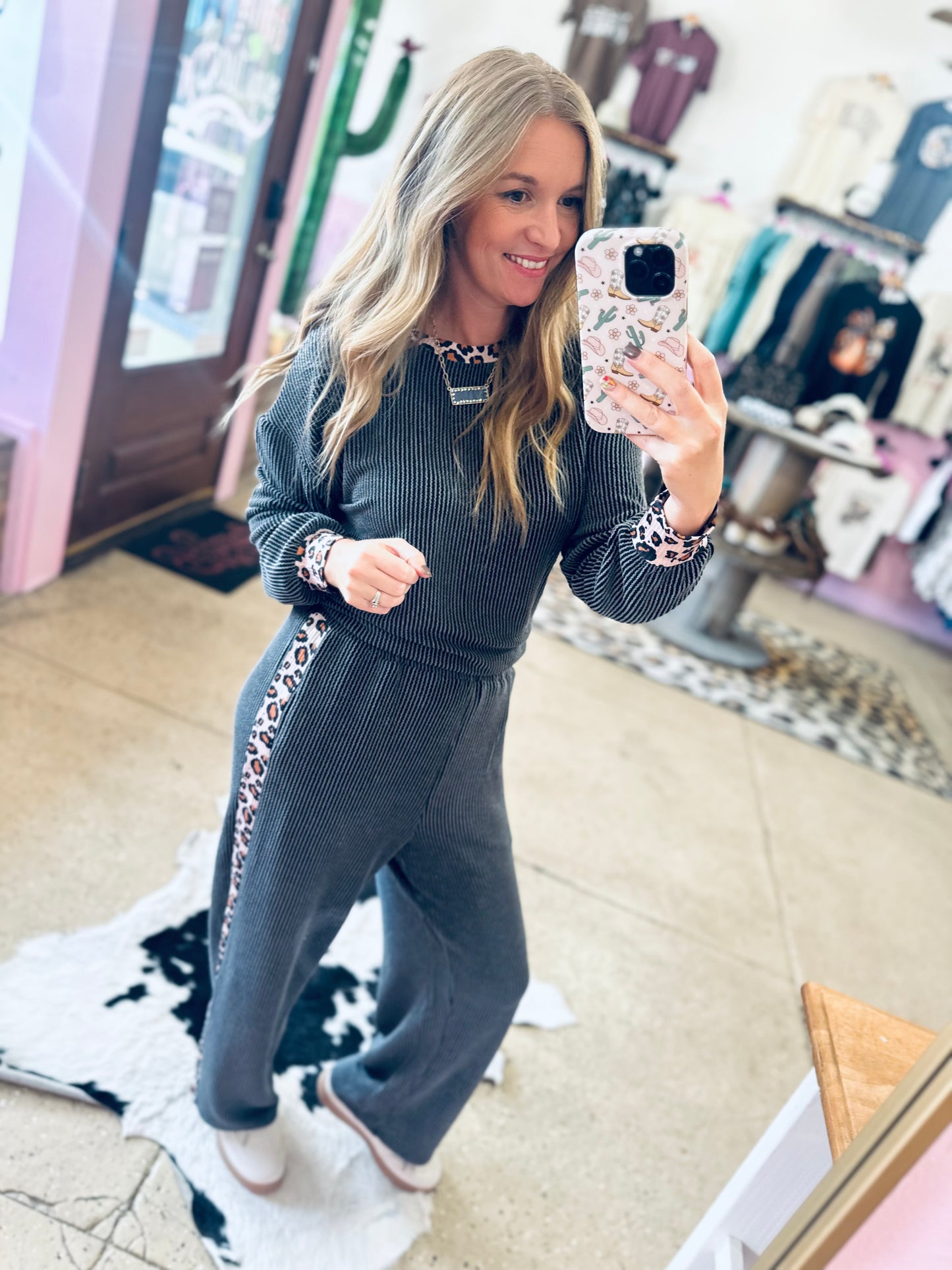 Ribbed Leopard LS Sets