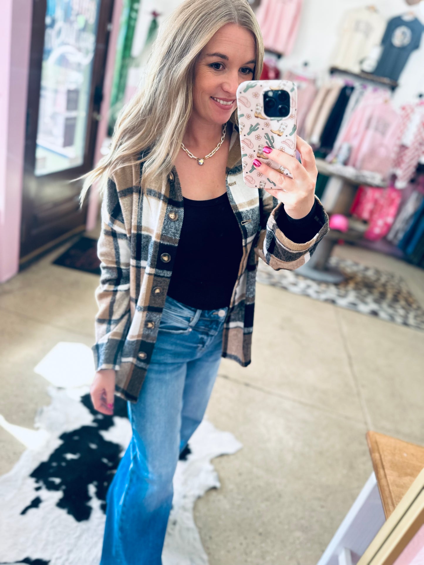 Brown Plaid Flannel Shacket