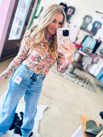 Spring Floral Mesh Top