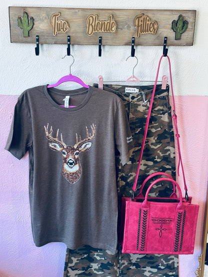 Faux Rhinestone Deer Tshirt