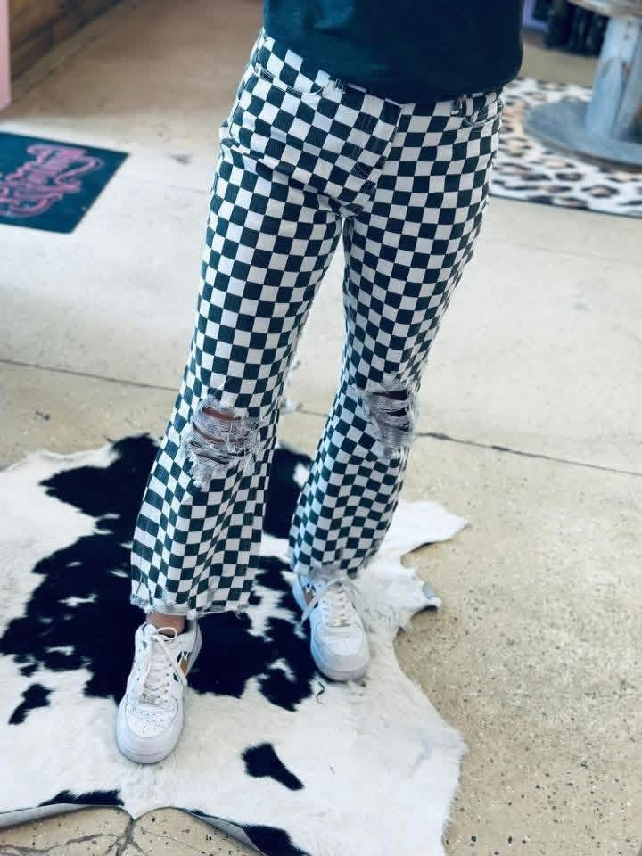 Black Checkered Jeans