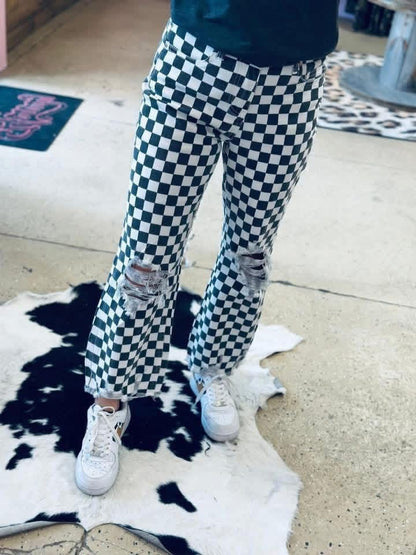 Black Checkered Jeans