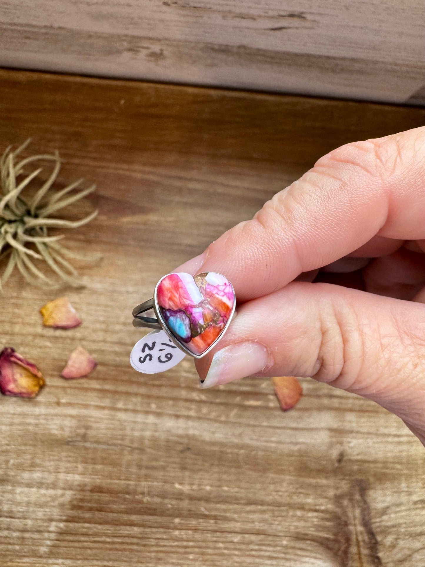 Heart Ring - Size 6 1/2 -Dahlia ring and sterling silver