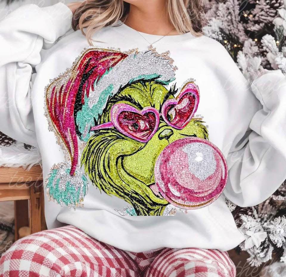 Bubblegum Faux Rhinestone Sweatshirt