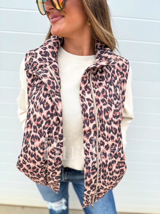 Pre Order Leopard Puffer Vest