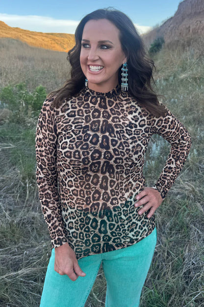 Leopard Mesh Top