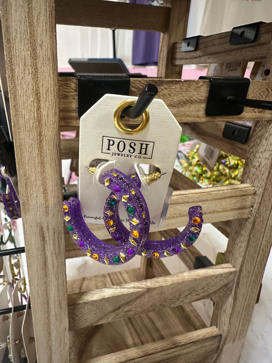Mardi Gras Rhinestone Hoops