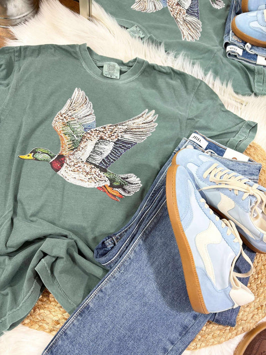 Faux Rhinestone Duck Shirt