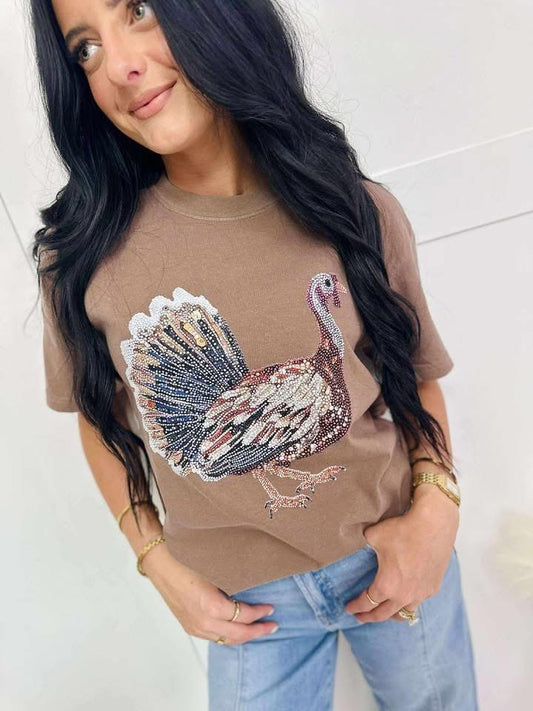 Faux Rhinestone Turkey Tshirt