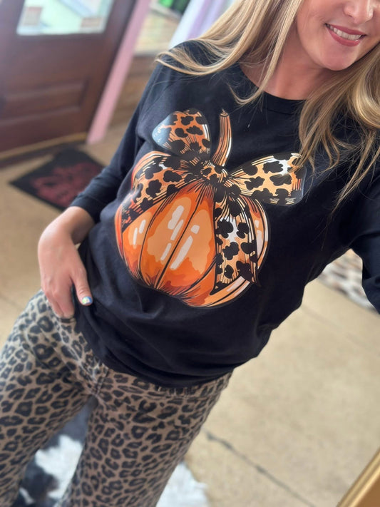 Pumpkin Leopard 3/4 Shirt