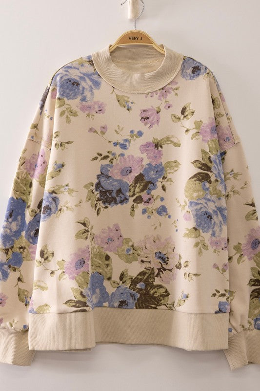 Floral Mock Sweatshirt