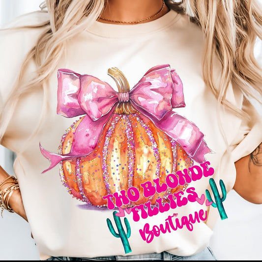 Pink Glitter Pumpkin Tshirt