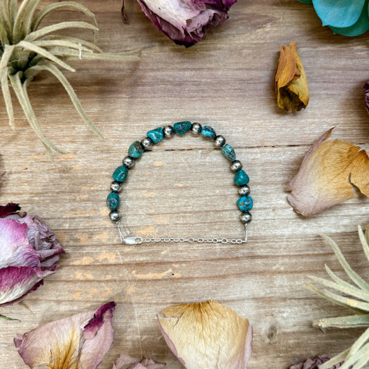 Sterling Silver & Blue Turquoise Nugget Bracelet –