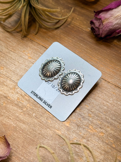 Sterling Silver Concho Stud Earrings